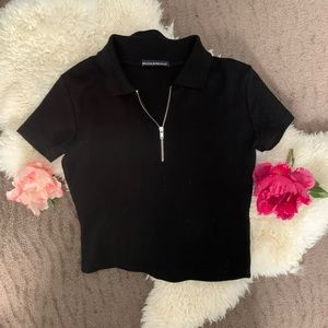 Brandy Melville Quarter Zip Crop Top